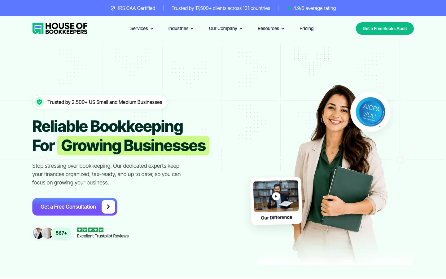 House of Bookkeepers website website screenshot